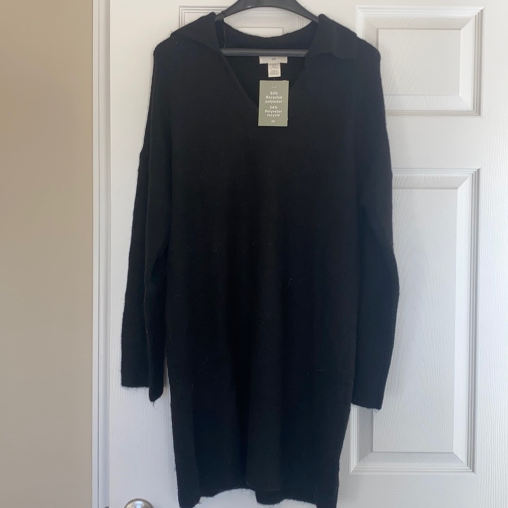 Black Collared Sweater Dress
